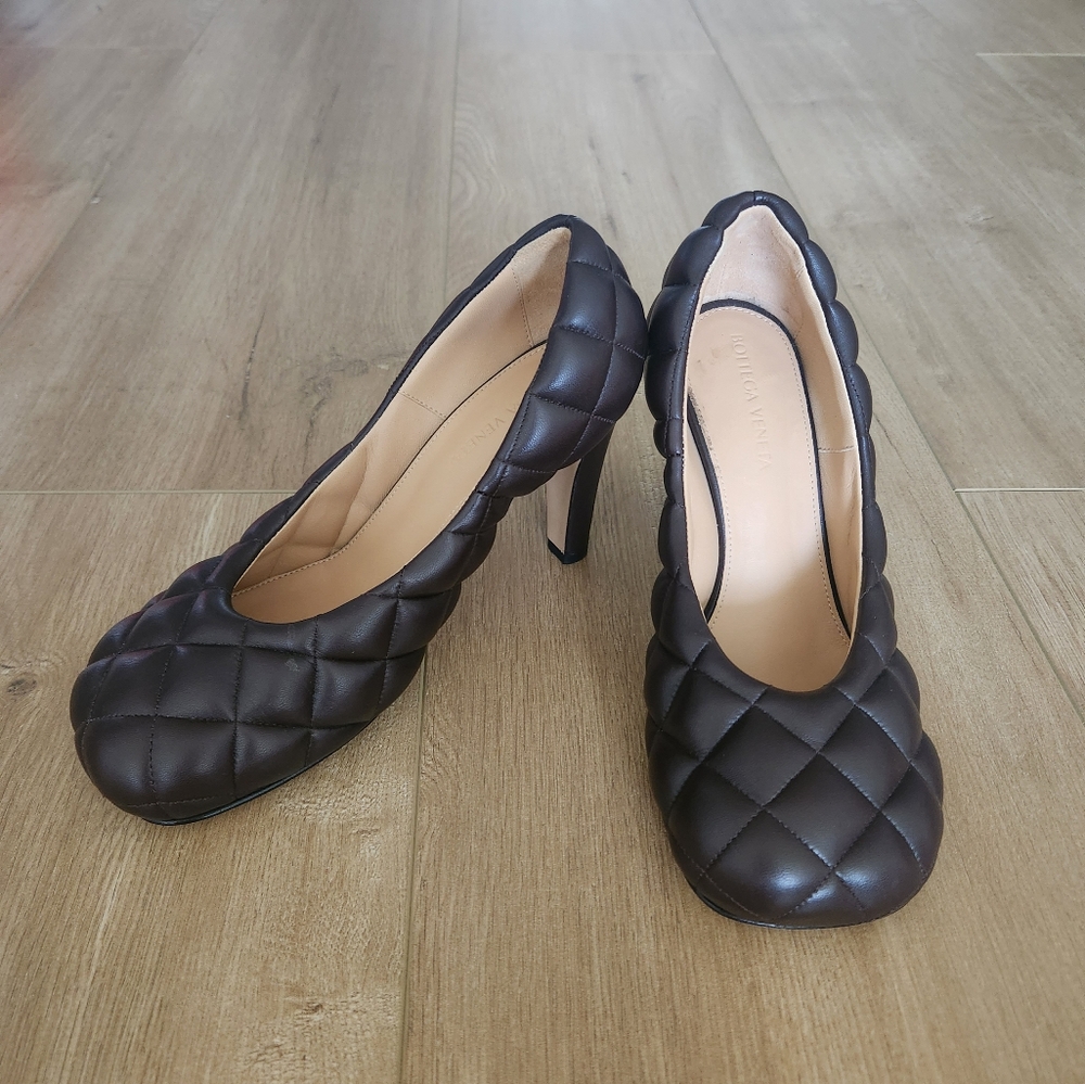 Bottega Veneta dark brown leather heel pump - Picture 3 of 7